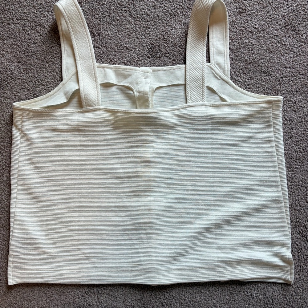 J. Crew Cream Ribbed Button-Front Tank - Picture 3 of 4